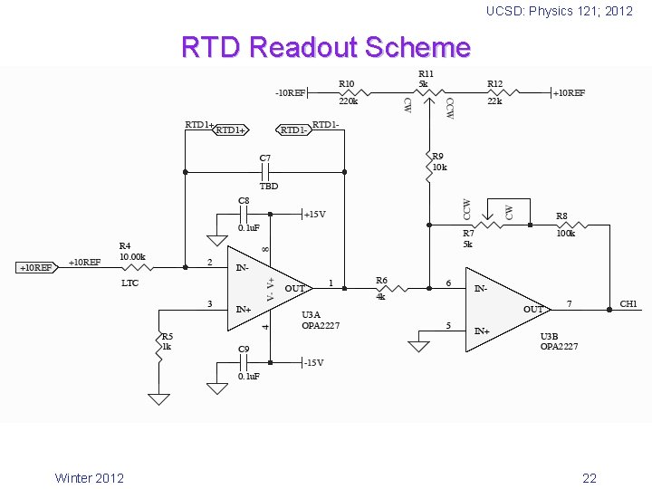 UCSD: Physics 121; 2012 RTD Readout Scheme Winter 2012 22 