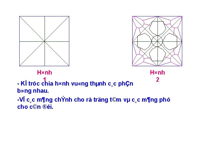 H×nh 1 2 KÎ trôc chia h×nh vu «ng thµnh c¸c phÇn b» ng