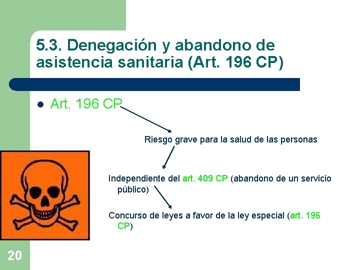 5. 3. Denegación y abandono de asistencia sanitaria (Art. 196 CP) l Art. 196