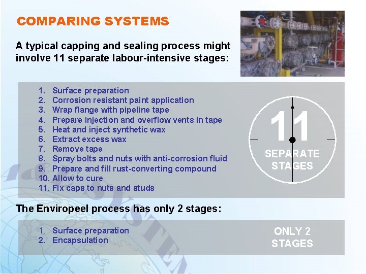 COMPARING SYSTEMS A typical capping and sealing process might involve 11 separate labour-intensive stages: