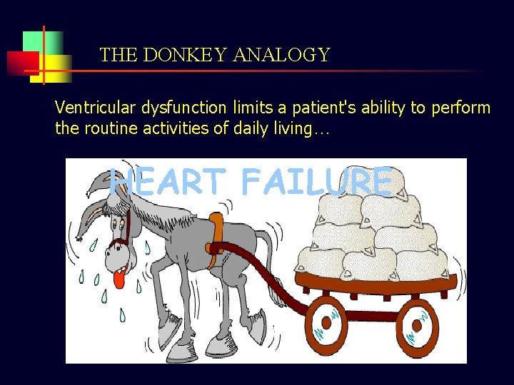 THE DONKEY ANALOGY Ventricular dysfunction limits a patient's ability to perform the routine activities