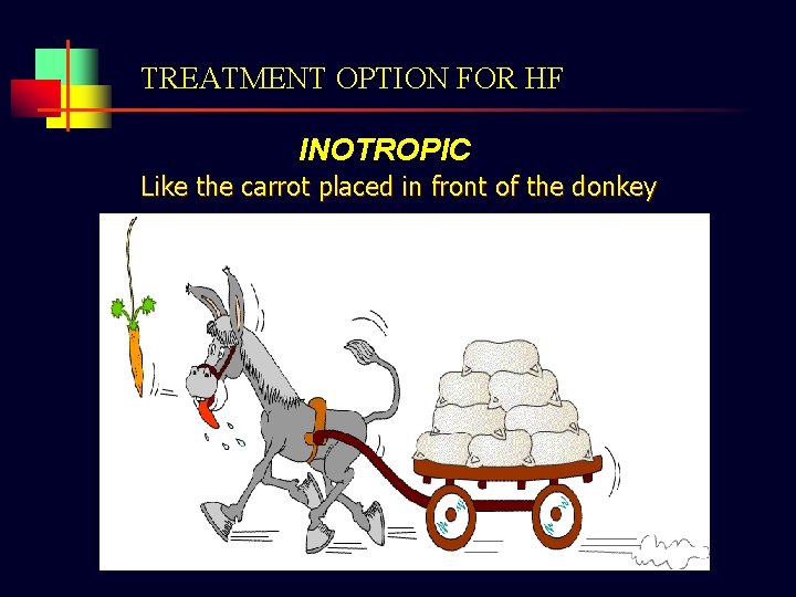 TREATMENT OPTION FOR HF INOTROPIC Like the carrot placed in front of the donkey
