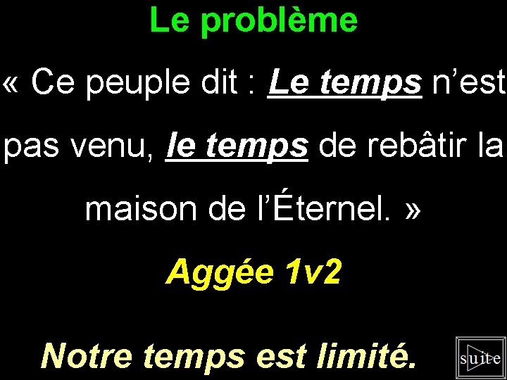 Le problème « Ce peuple dit : Le temps n’est pas venu, le temps