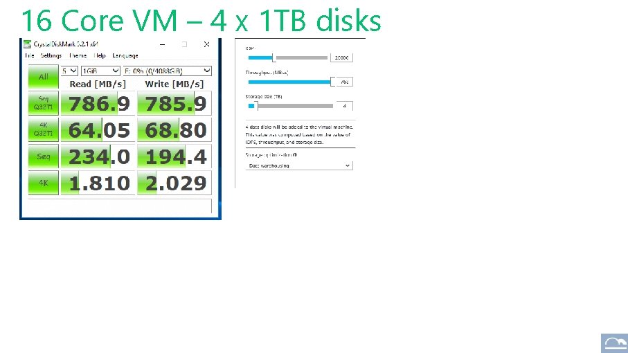 16 Core VM – 4 x 1 TB disks 