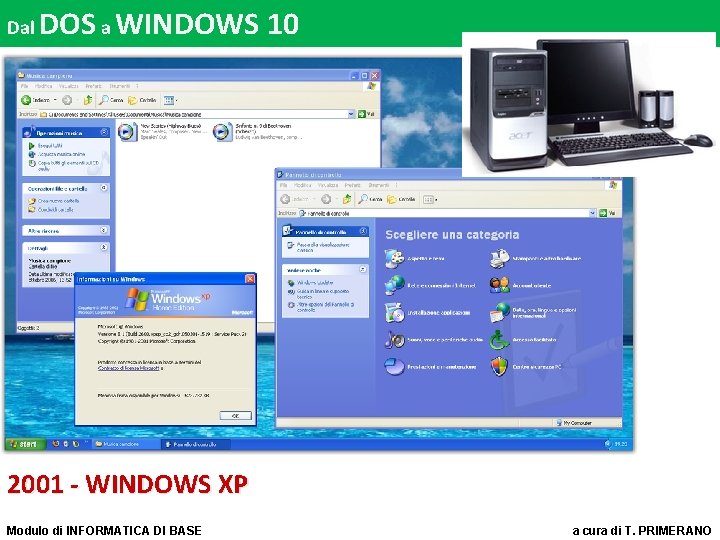 Dal DOS a WINDOWS 10 2001 - WINDOWS XP Modulo di INFORMATICA DI BASE