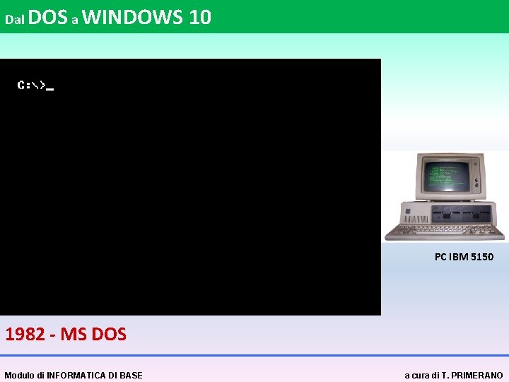 Dal DOS a WINDOWS 10 PC IBM 5150 1982 - MS DOS Modulo di
