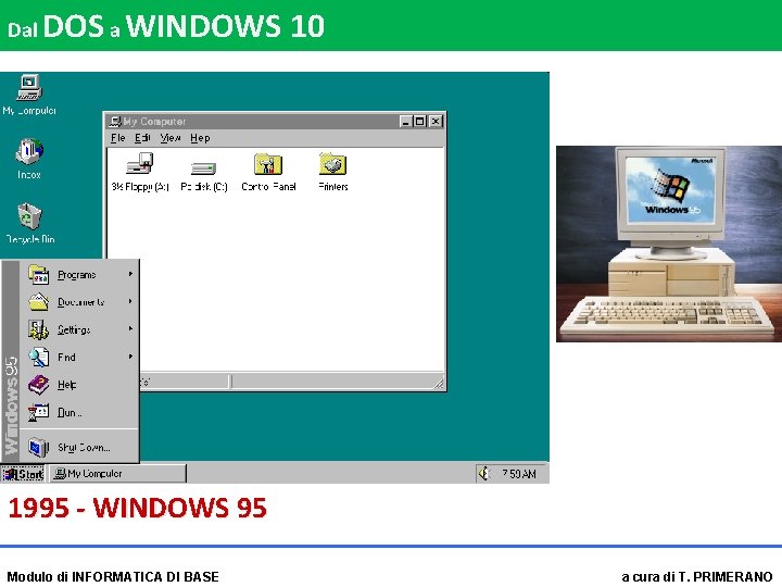 Dal DOS a WINDOWS 10 1995 - WINDOWS 95 Modulo di INFORMATICA DI BASE
