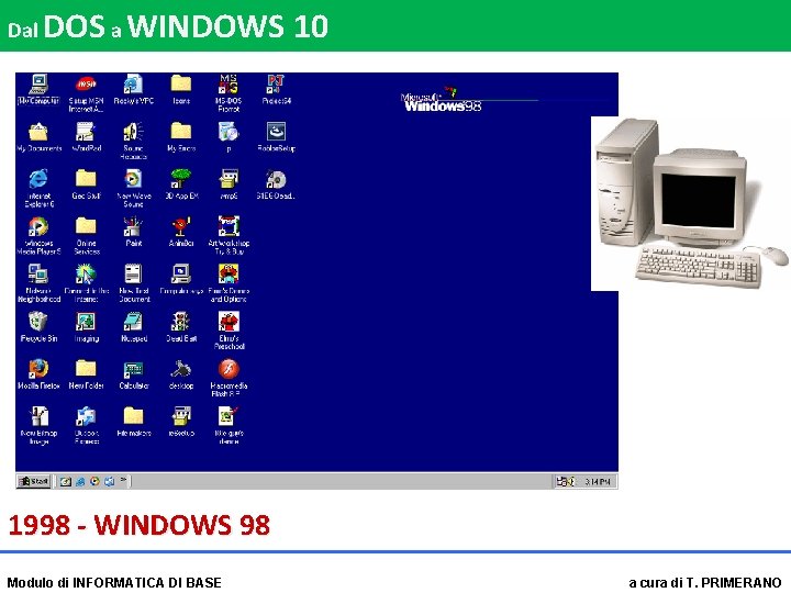 Dal DOS a WINDOWS 10 1998 - WINDOWS 98 Modulo di INFORMATICA DI BASE