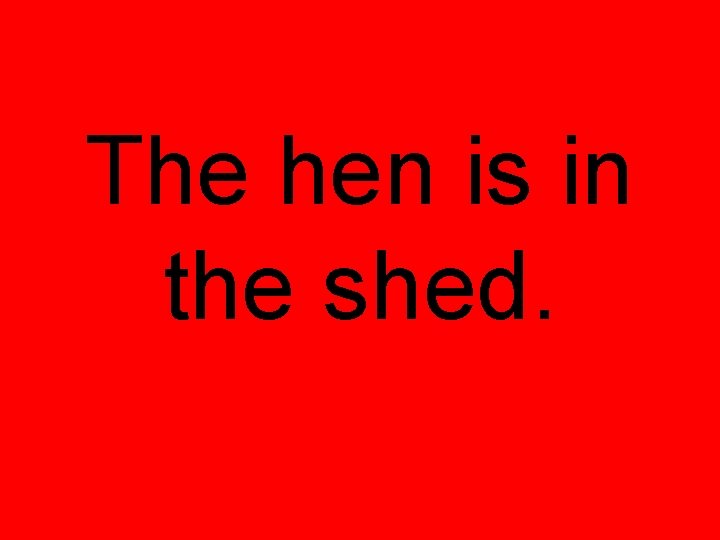 The hen is in the shed. 