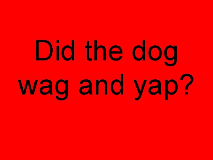 Did the dog wag and yap? 