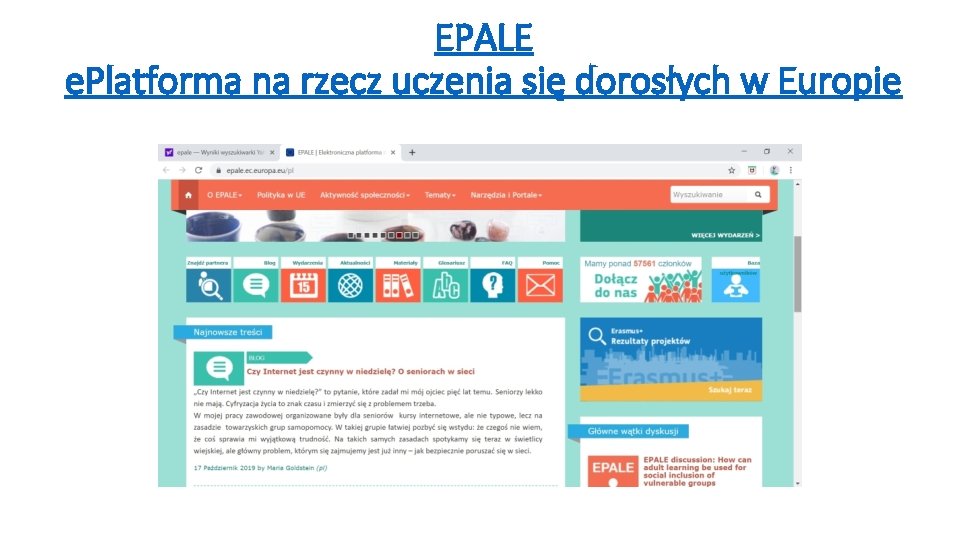 EPALE e. Platforma na rzecz uczenia się dorosłych w Europie 