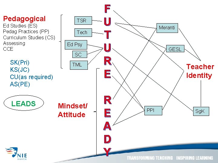 Pedagogical Ed Studies (ES) Pedag Practices (PP) Curriculum Studies (CS) Assessing CCE TSR Tech