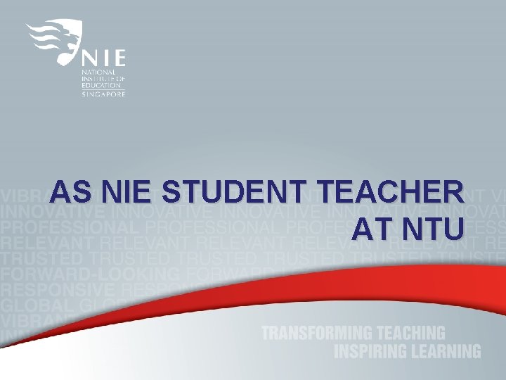 AS NIE STUDENT TEACHER AT NTU 