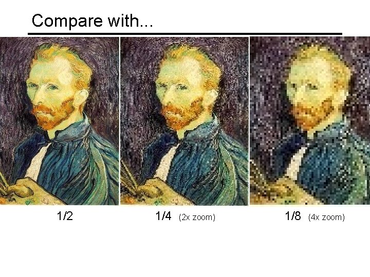 Compare with. . . 1/2 1/4 (2 x zoom) 1/8 (4 x zoom) 