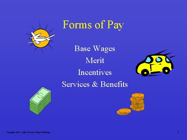 Forms of Pay Base Wages Merit Incentives Services & Benefits Copyright 2000 - South-Western