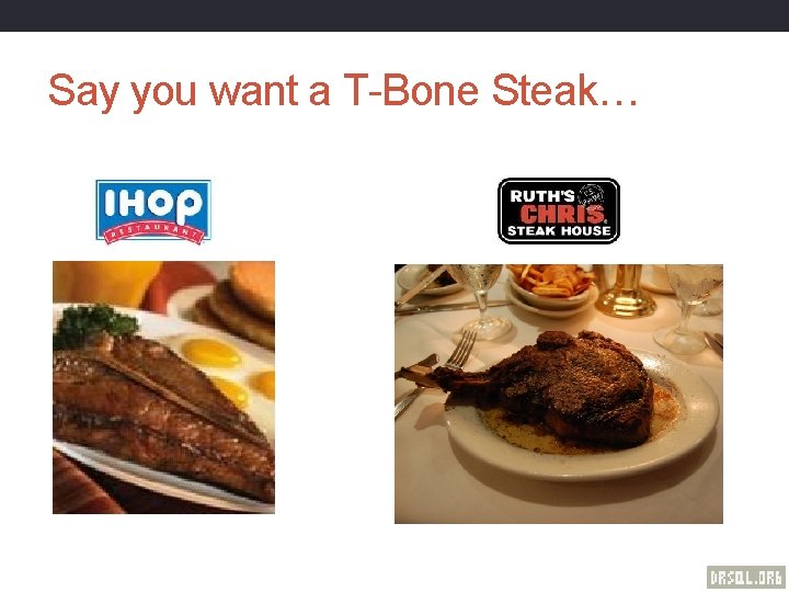 Say you want a T-Bone Steak… 