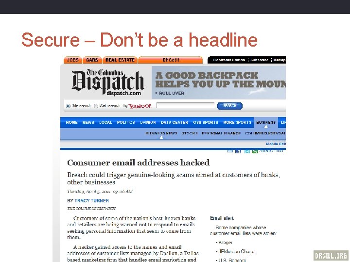 Secure – Don’t be a headline 