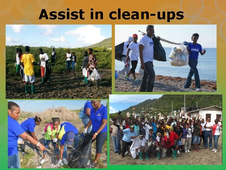 Assist in clean-ups 