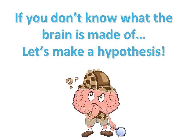 If you don’t know what the brain is made of… Let’s make a hypothesis!