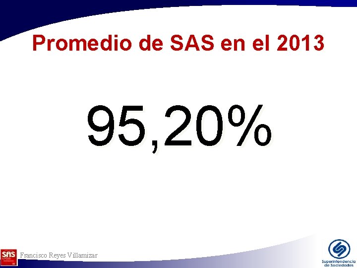 Promedio de SAS en el 2013 95, 20% Francisco Reyes Villamizar Promedio de SAS en el 2013 95, 20% Francisco Reyes Villamizar