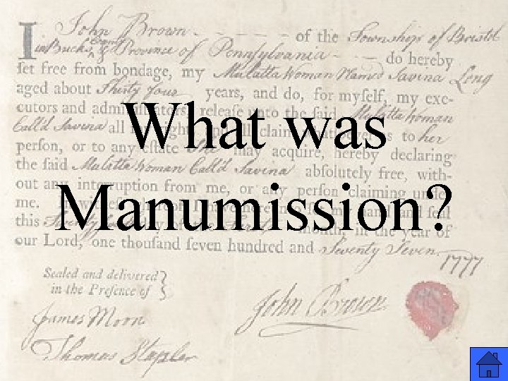 What was Manumission? 