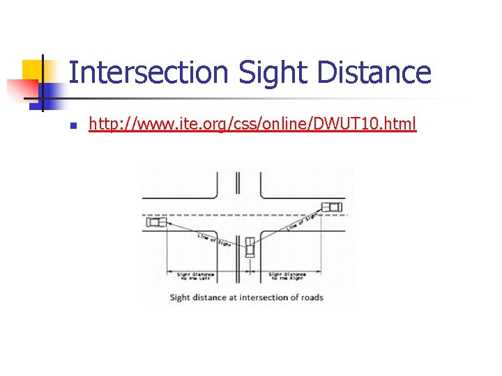 Intersection Sight Distance n http: //www. ite. org/css/online/DWUT 10. html 