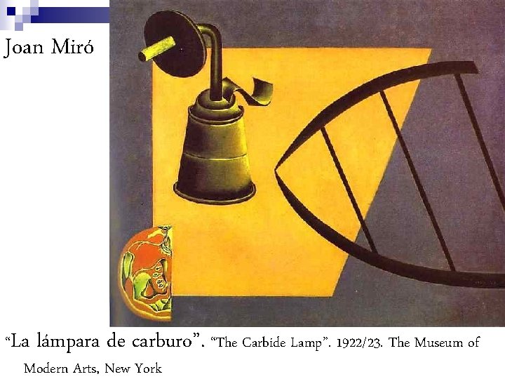 Joan Miró “La lámpara de carburo”. “The Carbide Lamp”. 1922/23. The Museum of Modern