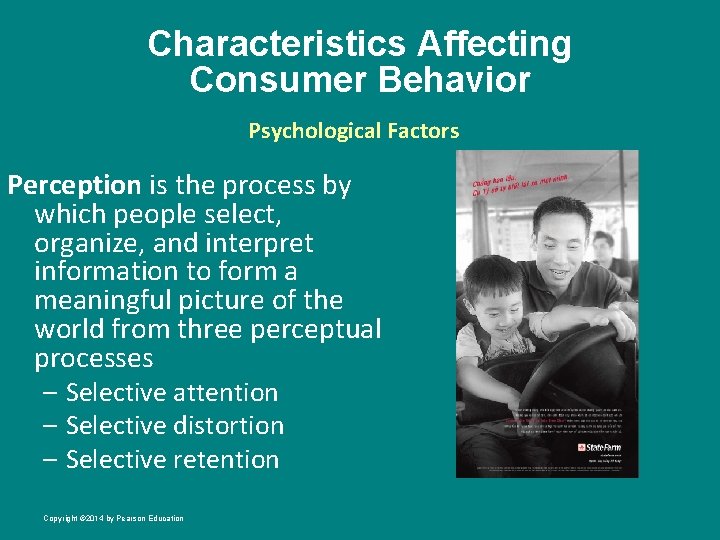 Characteristics Affecting Consumer Behavior Psychological Factors Perception is the process by which people select,