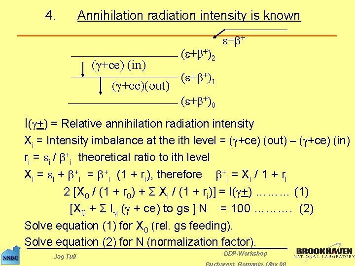 4. Annihilation radiation intensity is known e+b+ (g+ce) (in) (g+ce)(out) (e+b+)2 (e+b+)1 (e+b+)0 I(g+)