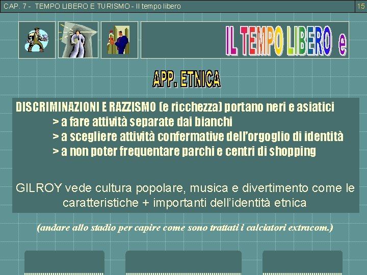 CAP. 7 - TEMPO LIBERO E TURISMO - Il tempo libero DISCRIMINAZIONI E RAZZISMO