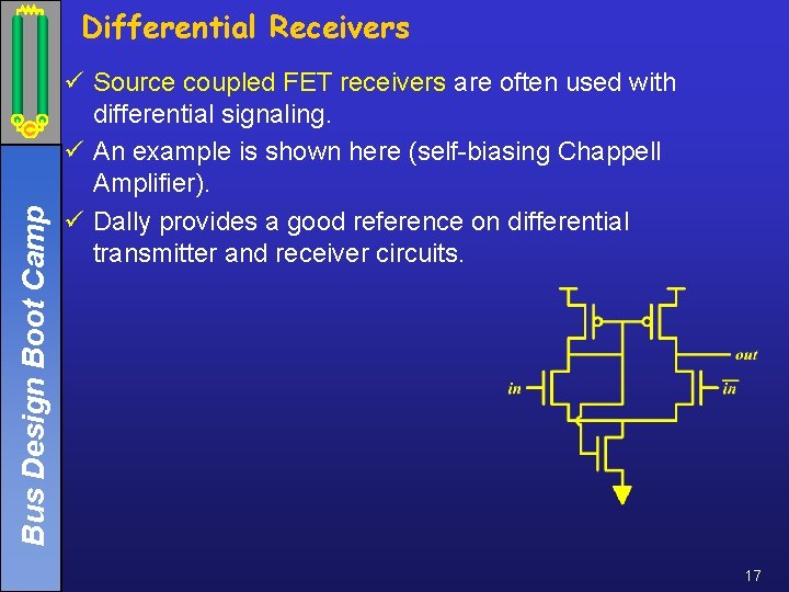 Bus Design Boot Camp Differential Receivers ü Source coupled FET receivers are often used