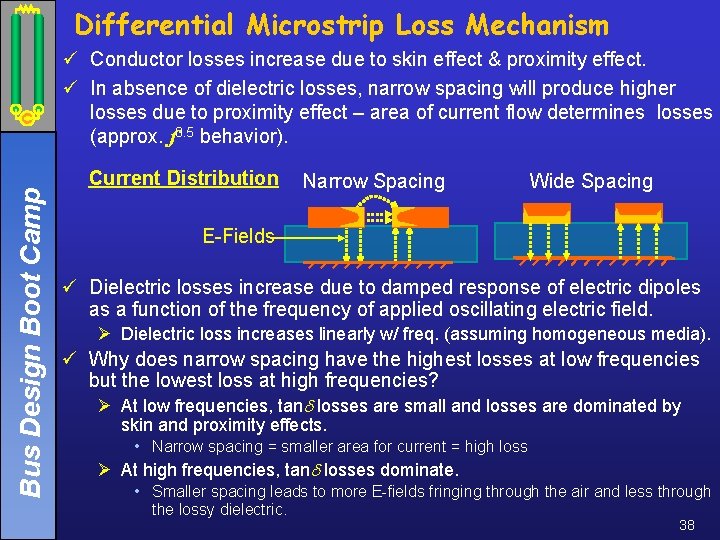 Differential Microstrip Loss Mechanism Bus Design Boot Camp ü Conductor losses increase due to