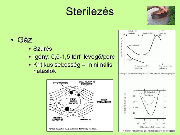 Sterilezés • Gáz • Szűrés • Igény: 0, 5 -1, 5 térf. levegő/perc •