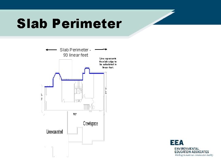 Slab Perimeter 93 linear feet Line represents the slab edge to be calculated in