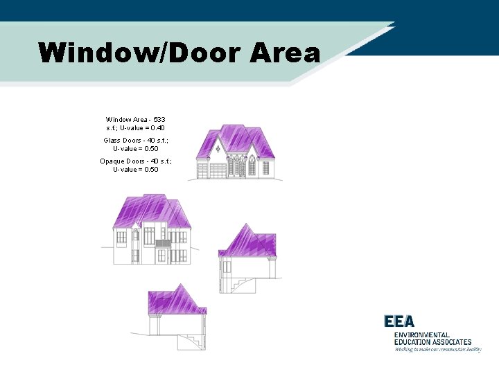 Window/Door Area Window Area - 533 s. f. ; U-value = 0. 40 Glass