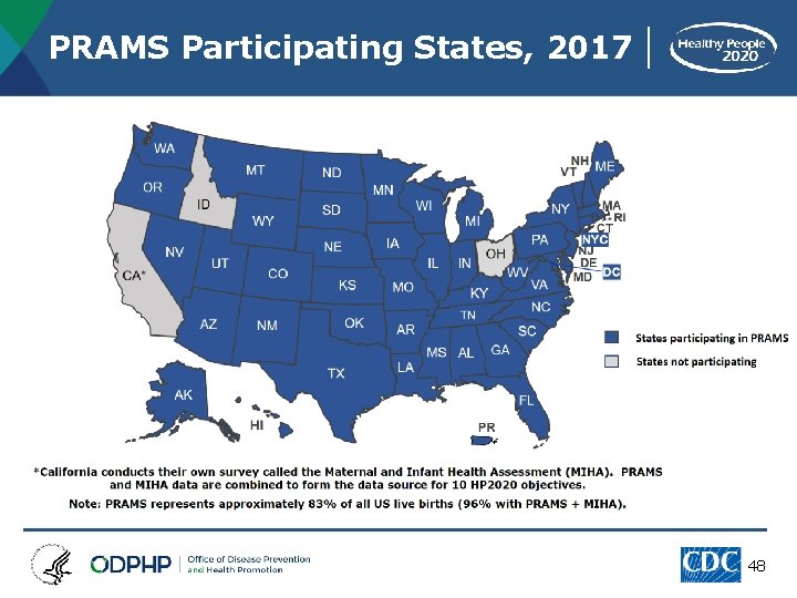PRAMS Participating States, 2017 48 