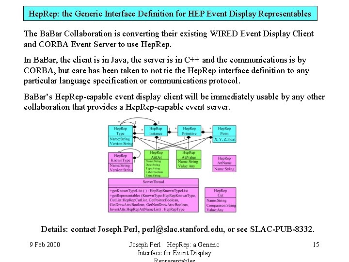 Hep. Rep: the Generic Interface Definition for HEP Event Display Representables The Ba. Bar