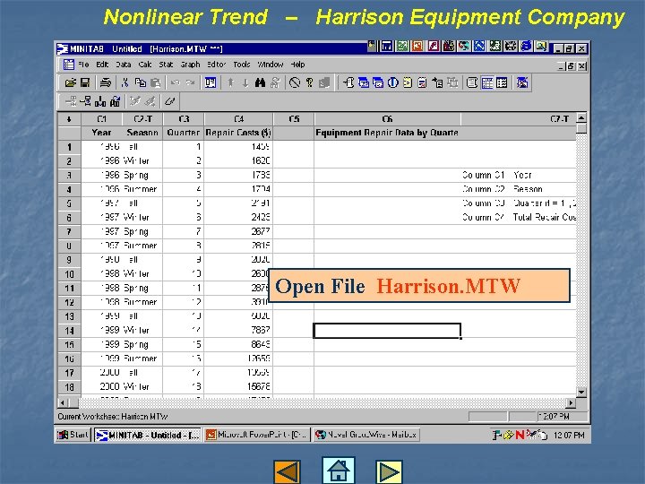 Nonlinear Trend – Harrison Equipment Company Open File Harrison. MTW 