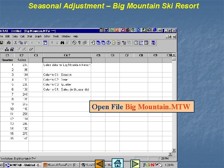 Seasonal Adjustment – Big Mountain Ski Resort Open File Big Mountain. MTW 