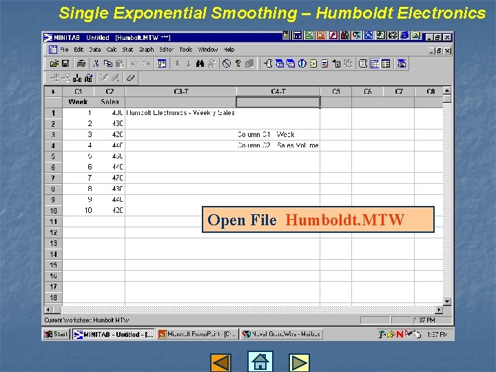 Single Exponential Smoothing – Humboldt Electronics Open File Humboldt. MTW 