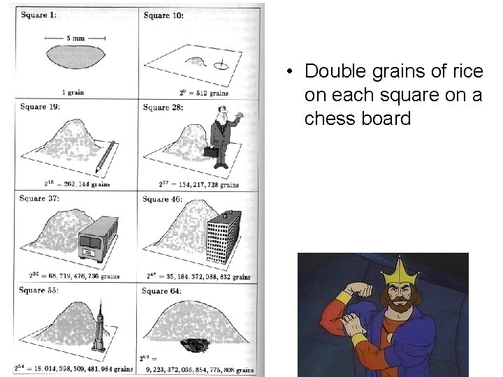  • Double grains of rice on each square on a chess board 