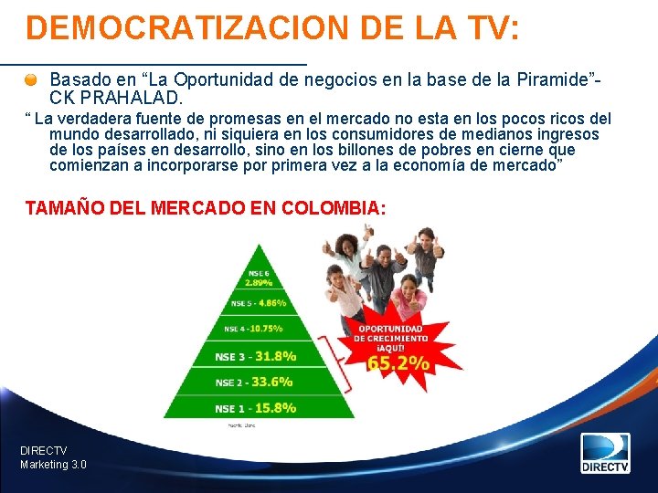 DEMOCRATIZACION DE LA TV: Basado en “La Oportunidad de negocios en la base de