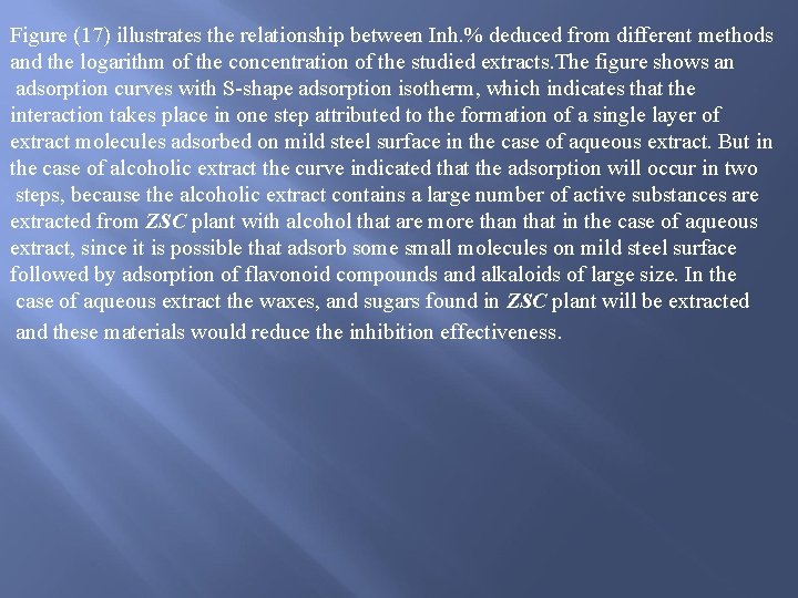 Figure (17) illustrates the relationship between Inh. % deduced from different methods and the