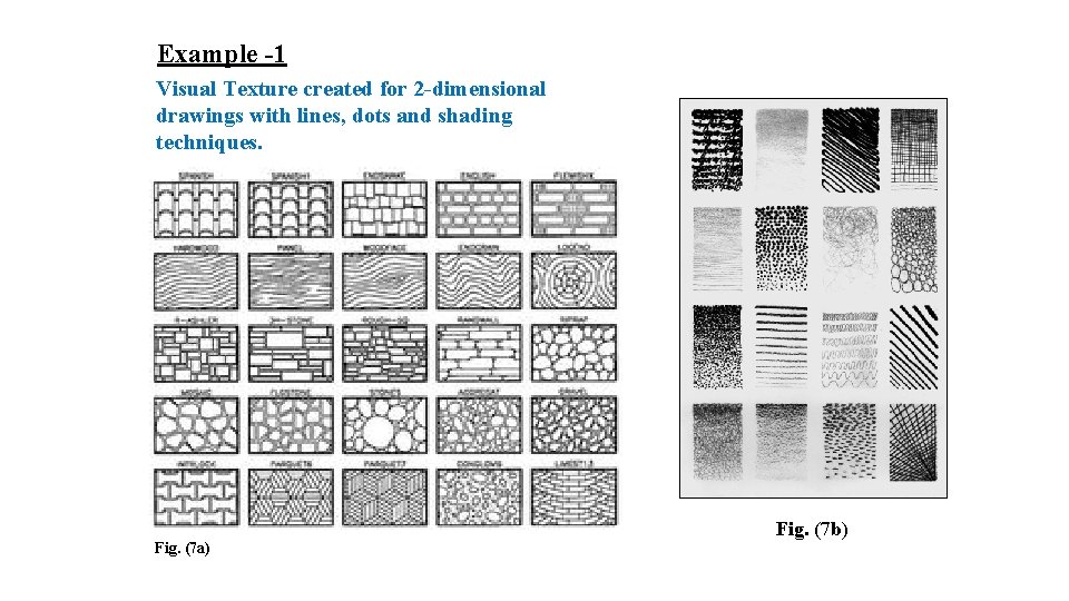 Example -1 Visual Texture created for 2 -dimensional drawings with lines, dots and shading