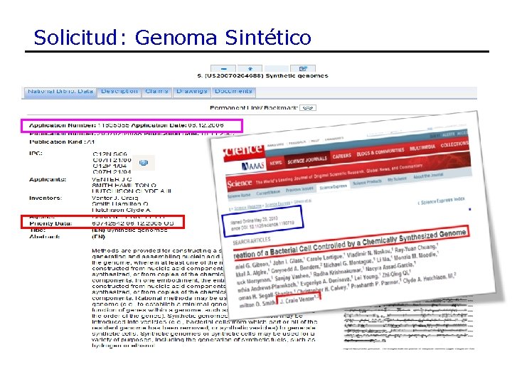 Solicitud: Genoma Sintético 