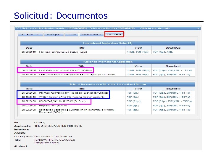 Solicitud: Documentos 