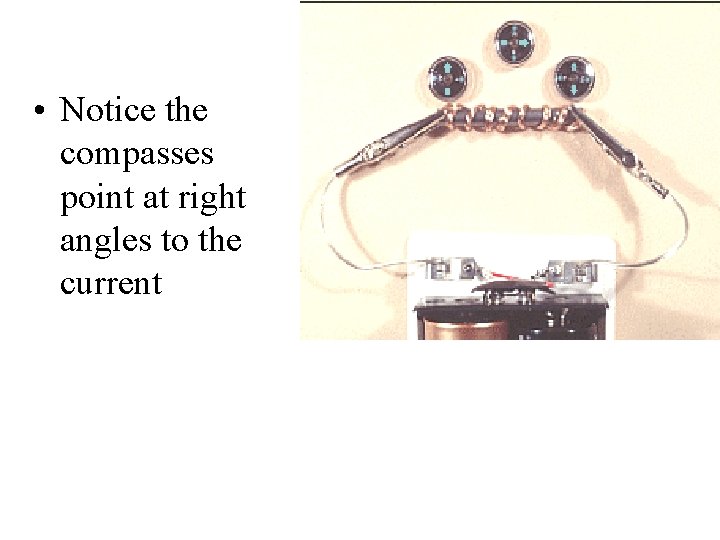  • Notice the compasses point at right angles to the current 