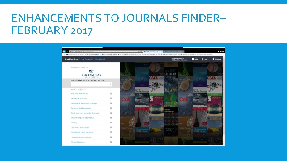 ENHANCEMENTS TO JOURNALS FINDER– FEBRUARY 2017 