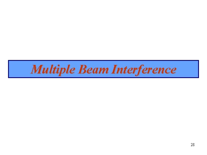 Multiple Beam Interference 28 