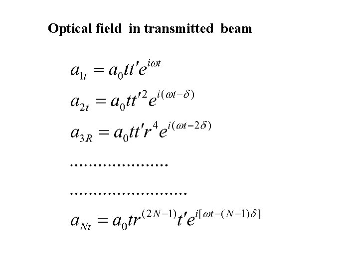 Optical field in transmitted beam 